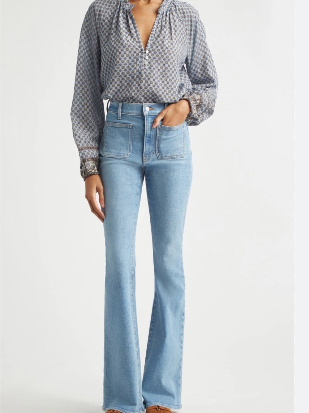 Veronica Beard Beverly Patch-Pocket Skinny-Flare Jean